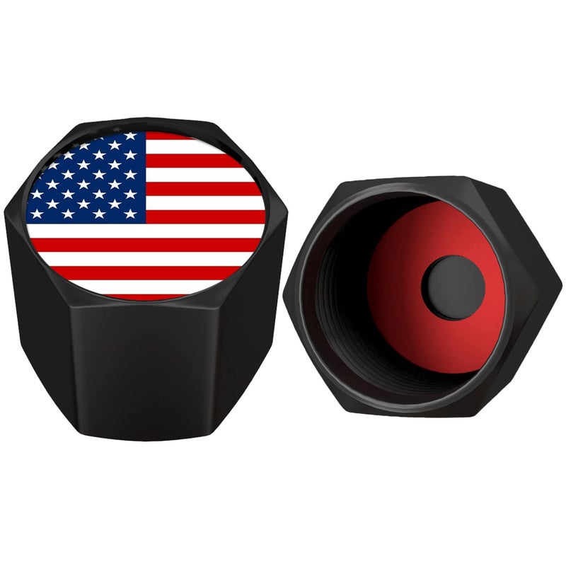 SAMIKIVA American Flag Tire Valve Stem Caps  USA with O Rubber Ring  Universal Stem Covers for Cars  SUVs  Bike  Bicycle  Trucks  Motorcycles  Airtight Heavy Duty (12 Pack) (Black USA (12 Pack)) - Image 4